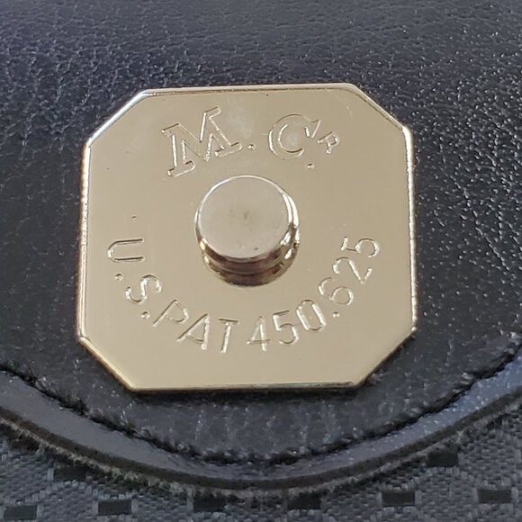 VTG M.C. MARC CHANTAL Black Embossed Croc Leather Handbag & Heart Charm - Picture 4 of 13